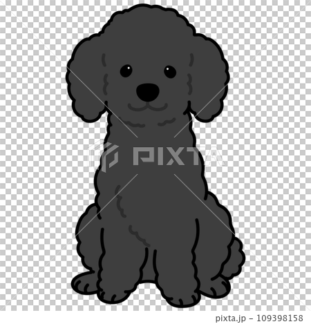 一隻簡單可愛的黑色貴賓犬坐在前面,主線的插圖 一隻簡單可愛的黑色貴賓犬坐在前面,主線的插圖 109398158