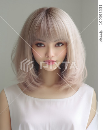 ボブのヘアモデル（髪の質感特化） 109398351