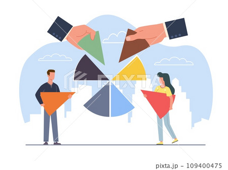 Private equity and personal investment funds and asset ownership. Family budget. planning analyzing income and payment. Money organization Cartoon flat isolated vector financial concept Private equity and personal investment funds and asset ownership. Family budget. planning analyzing income and payment. Money organization Cartoon flat isolated vector financial concept 109400475