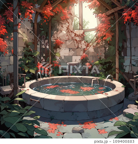 【AI生成画像・AIイラスト】紅葉の見える人工池 109400883