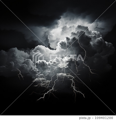 Stormy sky, dark cloud and flash of lightning, storm, bad weather Stormy sky, dark cloud and flash of lightning, storm, bad weather 109401200