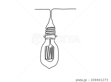 Light bulb, one line drawing vector illustration. 109401273