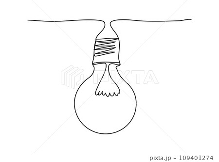 Light bulb, one line drawing vector illustration. Light bulb, one line drawing vector illustration. 109401274