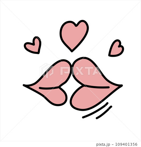 Kiss of love hand drawn vector doodle illustration. Kiss of love hand drawn vector doodle illustration. 109401356