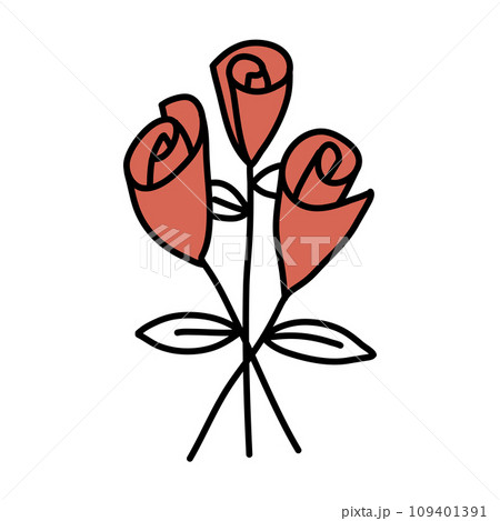 Three roses doodle vector illustration. 109401391