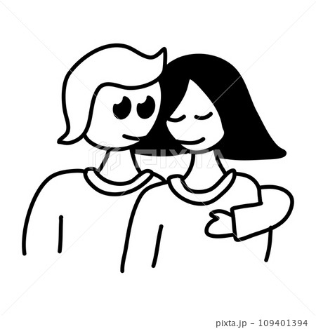 Couple in love embracing doodle vector illustration. 109401394