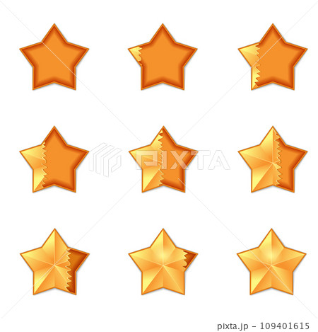 Five star rating. filling the volume of rating star animation. 109401615