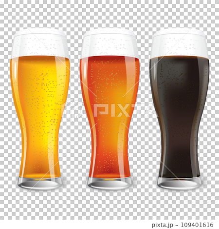 Three Glasses of different beer. dark beer, red beer Three Glasses of different beer. dark beer, red beer 109401616