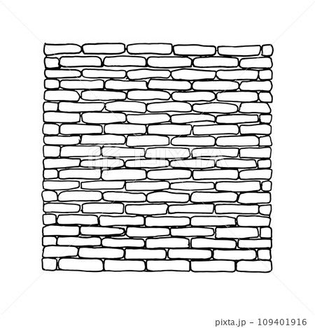 Background with an texture old white painted brick wall graphic. Interior in loft style. Black contour linear silhouette. Vector graphics outline illustration Background with an texture old white painted brick wall graphic. Interior in loft style. Black contour linear silhouette. Vector graphics outline illustration 109401916