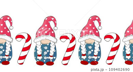 Cartoon Christmas and New Year seamless border 109402690