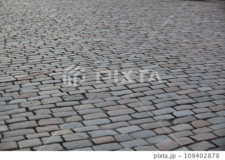 The texture of the street sidewalk in tile. 109402878