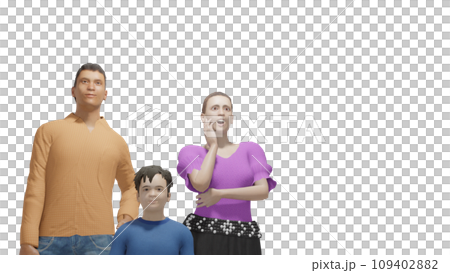 Parent and child family, 3 people, no background Parent and child family, 3 people, no background 109402882