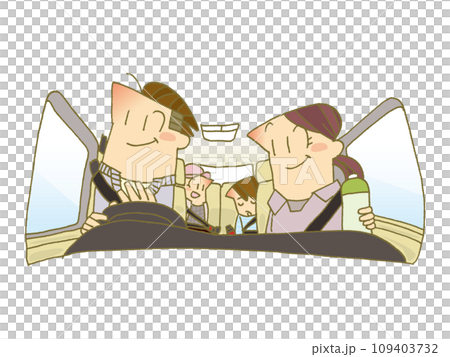 Illustration of a family enjoying a drive Illustration of a family enjoying a drive 109403732