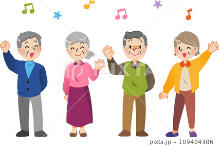 元気に手を振る高齢者達 109404306