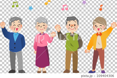 元気に手を振る高齢者達 109404306
