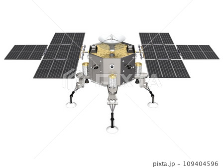 宇宙　天体　惑星　衛星などの　探査機　単体　白バック(3DCGイメージ) 109404596
