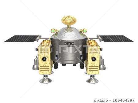 宇宙　天体　惑星　衛星などの　探査機　単体　白バック(3DCGイメージ) 109404597