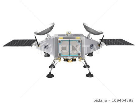 宇宙　天体　惑星　衛星などの　探査機　単体　白バック(3DCGイメージ) 109404598