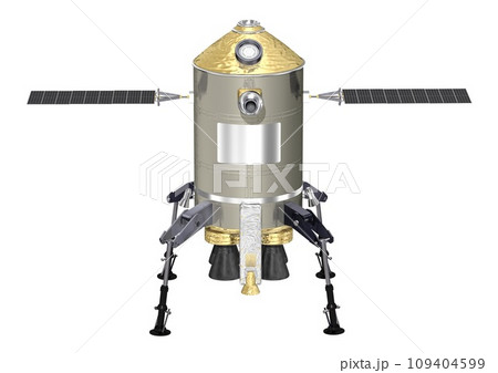 宇宙　天体　惑星　衛星などの　探査機　単体　白バック(3DCGイメージ) 109404599