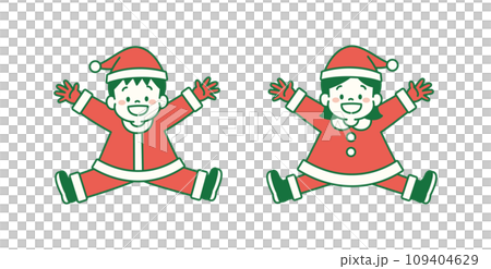 サンタの衣装を着てジャンプする子どものイラスト シンプル サンタの衣装を着てジャンプする子どものイラスト シンプル 109404629