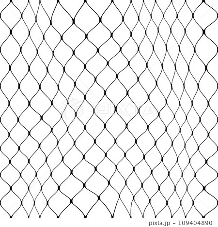 Fish net seamless pattern or fishnet background with mesh grid of fishing rope, vector wavy lines. Fishnet or hunting catch neat and marine mesh lattice pattern background of fisherman fabric lines 109404890