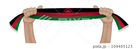 3D Flag on ribbon in hand 109405123