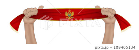 3D Flag on ribbon in hand 109405134