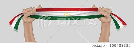 3D Flag on ribbon in hand 109405186