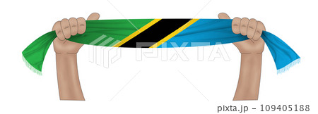 3D Flag on ribbon in hand 109405188