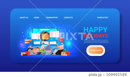 reporters or journalists in santa hats reading news on laptop screen literature review generation news summarization new year holidays celebration reporters or journalists in santa hats reading news on laptop screen literature review generation news summarization new year holidays celebration 109405589