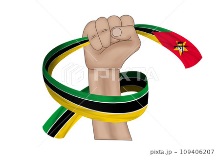 3D Flag on ribbon in hand 109406207