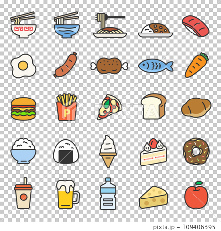 食物圖示插圖集（線條畫顏色） 109406395
