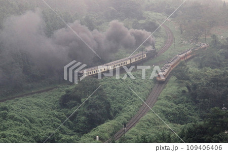 肥薩線大畑駅付近を走るSL列車 109406406