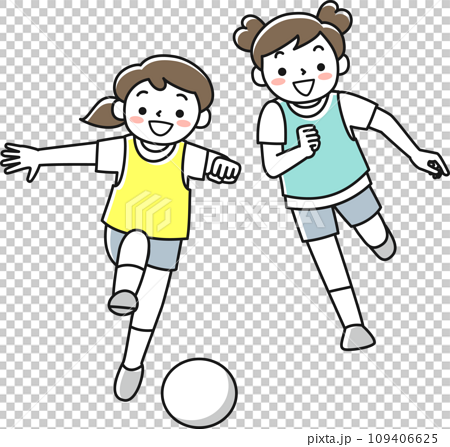 サッカーをする女の子たち 109406625