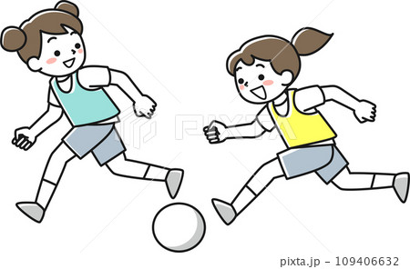 サッカーをする女の子たち 109406632