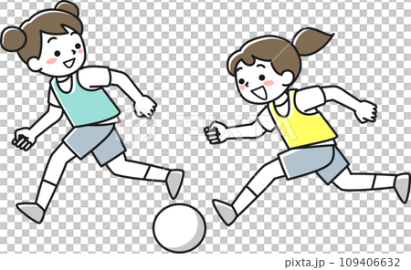 サッカーをする女の子たち 109406632