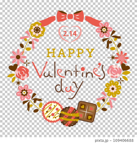チョコや花を散りばめたバレンタインのタイトル 109406688