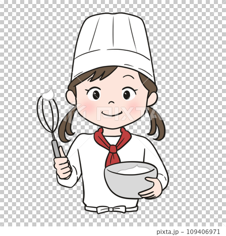 Girl experiencing pastry chef (upper body) color 109406971