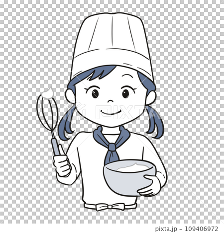 Girl experiencing pastry chef (upper body) 1 tone 109406972