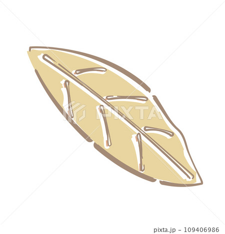 細長い薄茶色の葉っぱのイラスト　ふんわり線画タッチ 109406986