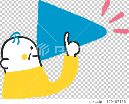 再生ボタンを押すシニア男性　イラスト素材 109407136