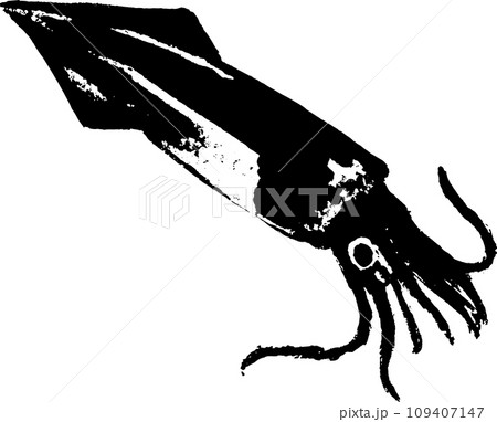 和風なイカの墨絵 109407147