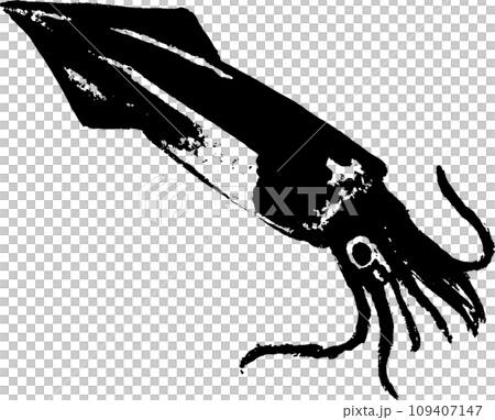 和風なイカの墨絵 109407147