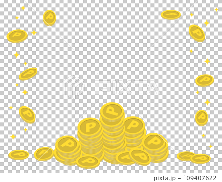 Frame background with stacked point coins 109407622