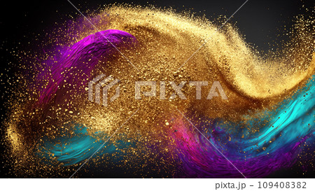金の粒子の波の模様 金の粒子の波の模様 109408382