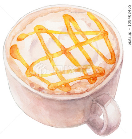 キャラメルラテ　水彩画イラスト 109408465