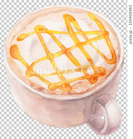 キャラメルラテ　水彩画イラスト 109408465