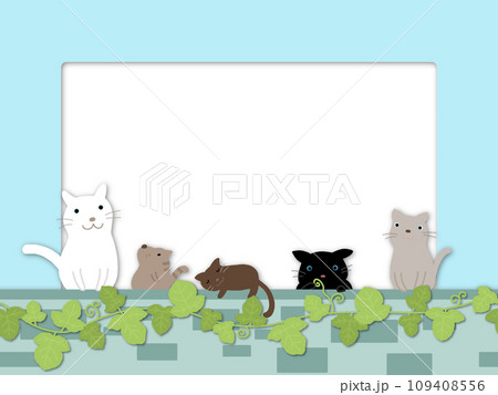 ネコのフレーム（ブルー） 109408556