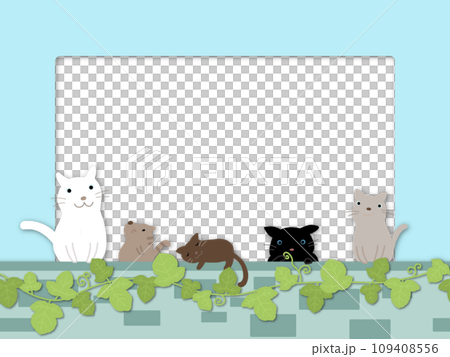 ネコのフレーム（ブルー） 109408556