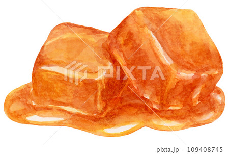 とろける2個のキャラメル 水彩画イラスト　色濃いめ 109408745